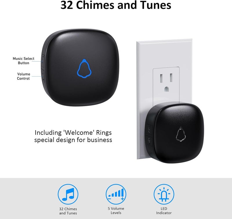 METAK Wireless Motion Sensor Alarm Indoor, 1 PIR Detector + 1 Receiver, Movement Activated Doorbell Chime for Home Doorway/Business Entry/Garage Security/Store Entrance, Pet/Elderly/Dementia Monitor (Black) - Image 4